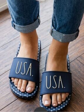 Rae Dunn Women shoes sandals Blue Slide Wedge Size 9 SKU 10608 NEW